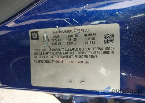 2013 Buick Verano Convenience Group z USA, uszkodzony, nr VIN 1G4PR5SK8D4185604